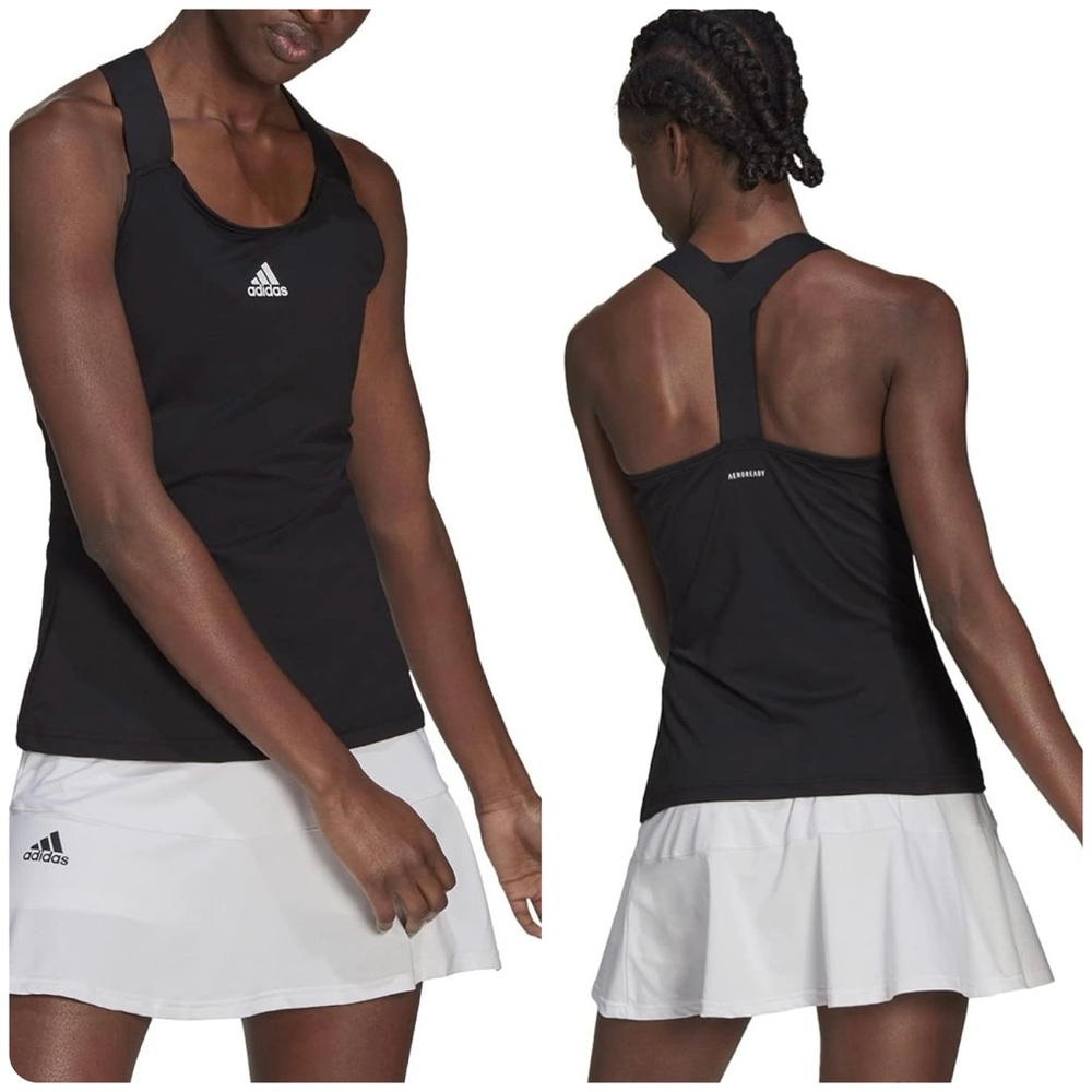 NEW! Adidas Black Aeroready Y-Back Tennis Tank